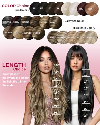 Image of Moresoo Dark Brown Human Hair Clip in Extensions Seamless 24 inch Long And Thick Full Real Human Hair Extensions Clip ins Balayage Dark to Light Brown 150g /7pcs for Party