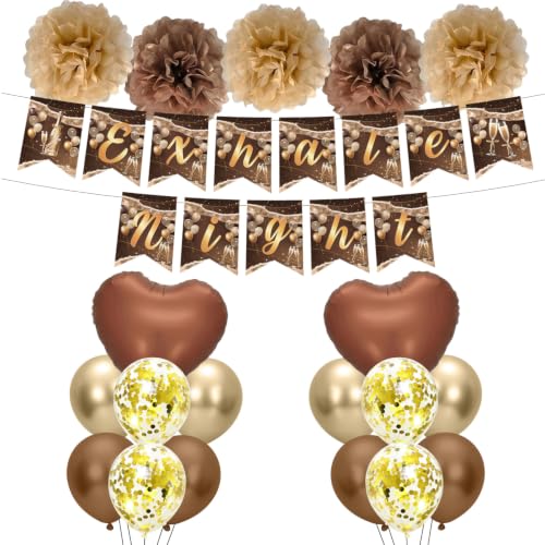 Bannière de fête Exhale Night et ballons marron doré : lot de 21 décorations