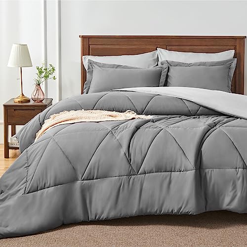 Bedelite Twin Comforter Set 5 Pieces Bed In A Bag - Soft Microfiber Reversible Grey Bed Set With Comforters, Sheets, Pillowcase & Sham, Cozy Luxury Bedding Sets For All Season #TOP7