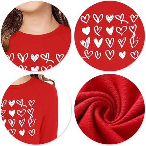 Image of Girls Valentine Shirts for Kids Valentines Heart Graphic Tshirts Casual Long Sleeve Shirts Love Heart Tee