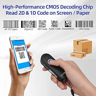 OBZ Mini Lettore Codice a Barre Wireless 2D 1D Lettore Barcode Bluetooth Portatile Lettore QR Code 2.4G USB Scanner di Codici a Barre Sanza Fili Barcode Scanner per iOS, Android, Tablet, PC, POS