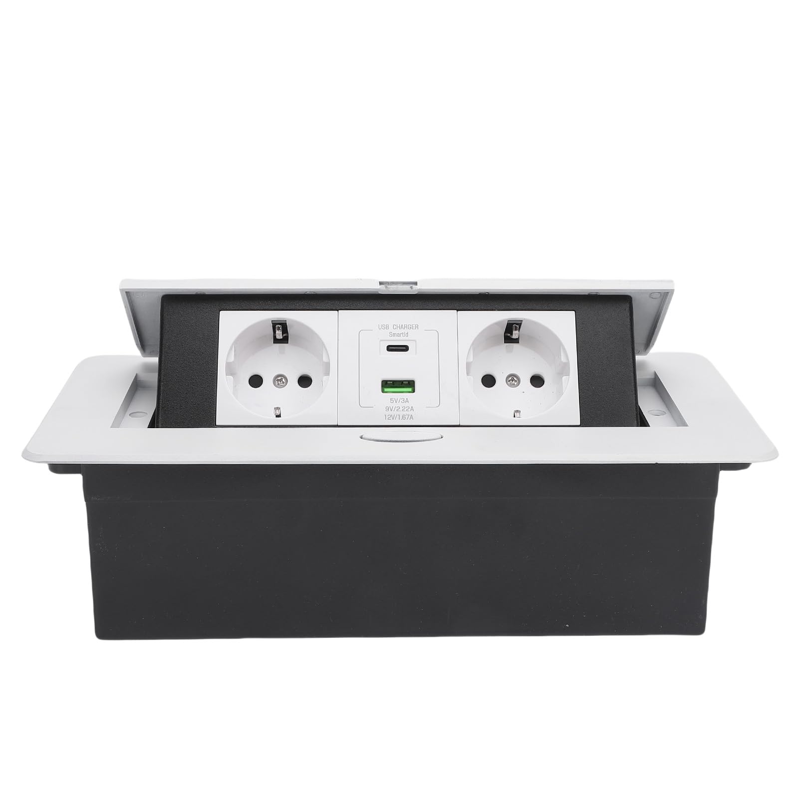 Scatola di Derivazione da Incasso da Tavolo, Hub di Alimentazione USB Tipo C a 2 Poli 16A 4000W con PC in Acciaio Inossidabile a Smorzamento Lento, per Piano di Lavoro