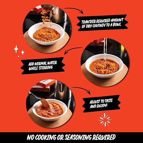Image of CHUTNEFY|Tomato (Tamatar) Chutney|100% Natural Ingredients|Pack of 2*75gms (Dry)|Add Water to Make 300ml|5-6 Servings Per Pack|Authentic Madras Style - Red Chutney