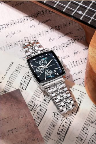 Image of Giordano Multi Function Watch for Men with Square Dial, Stainless Steel Strap and Date Display