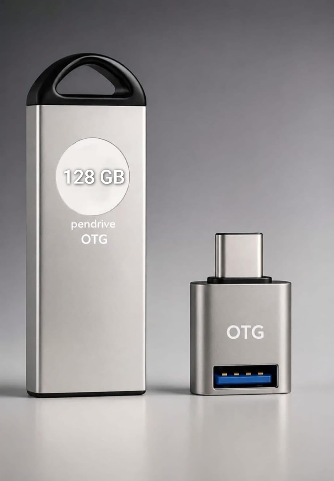 128 GB USB Pen Drive with OTG Type-C Adapter, Silver Metal | High-Speed Data Storage & Transfer for Smartphones, Tablets, and Laptops - Sleek Metallic Design-image-49