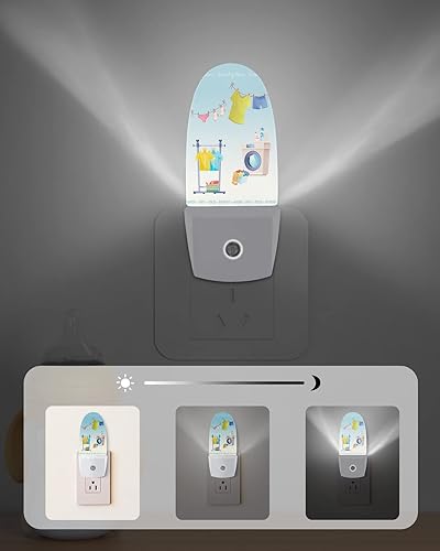 Miniatura 6 de Luz nocturna para lavandería, luz nocturna LED enchufable, luz nocturna azul degradada para lavadora, secado de ropa, luces nocturnas con sensor de