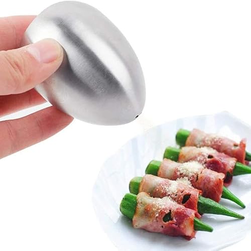 Miniatura 2 de esowemsn 2 unidades de acero inoxidable en forma de huevo para salero y pimentero, dispensador de palillos de dientes, contenedor de 1 agujero y 3