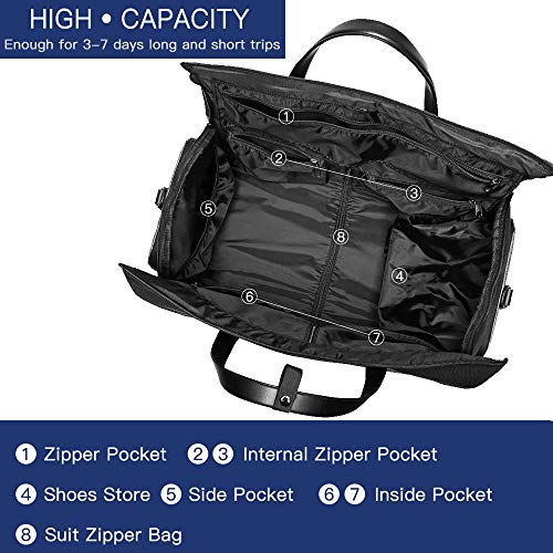 OZUKO Gym Bag Backpack, 4 in 1 Carry-on Garment Bag Large Duffel Bag Suit Travel Bag Weekend Bag Flight Bag Overnight Bag with Shoes Compartment (Black)