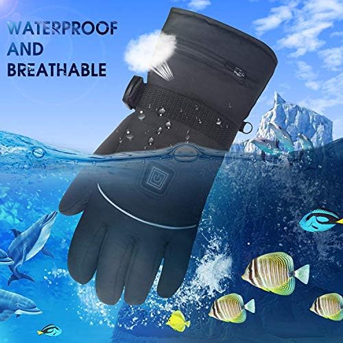 Magnolia Heated Gloves for Men Women Rechargeable Electric 7.4V Battery Hand Warmers Waterproof Touchscreen Motorycle Gloves for Fishing Snowboarding Motorcycle