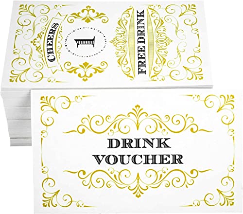RXBC2011 100 Free Drink Tickets Coupons for a Free Drink Wedding Work Event Party Bar Fundraiser Gold