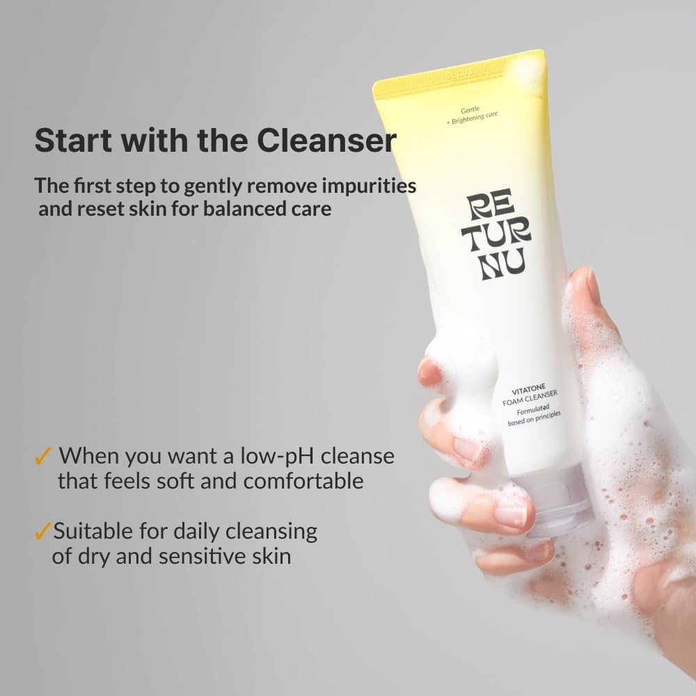Vitatone Foam Cleanser, Low pH Face Wash with Jeju Green Tangerine & Vitamin C, Brightening & Gentle Exfoliating Cleanser for Radiant Skin, Vegan Hydrating Skincare (120ml / 4.06 fl. oz) - Image 6