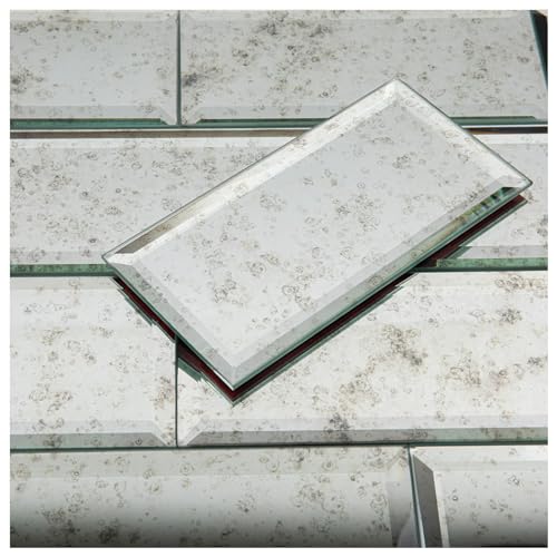 Lovdeco Peel and Stick Beveled Antique Mirror Tile Subway Mirror Glass Backsplash 3x6 Inch for Kitchen Bathroom Wall (40 Pcs, 5 SQ.FT.)
