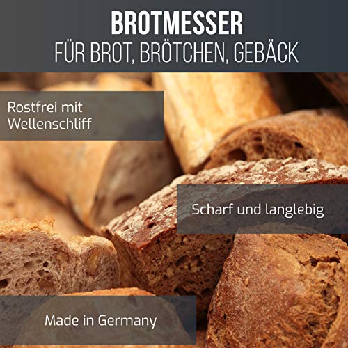 Schwertkrone Solingen Broodmes met gekartelde rand, roestvrij staal, 19 cm lemmet, vaatwasmachinebestendig, Made in Germany, voor brood en broodjes - Image 6