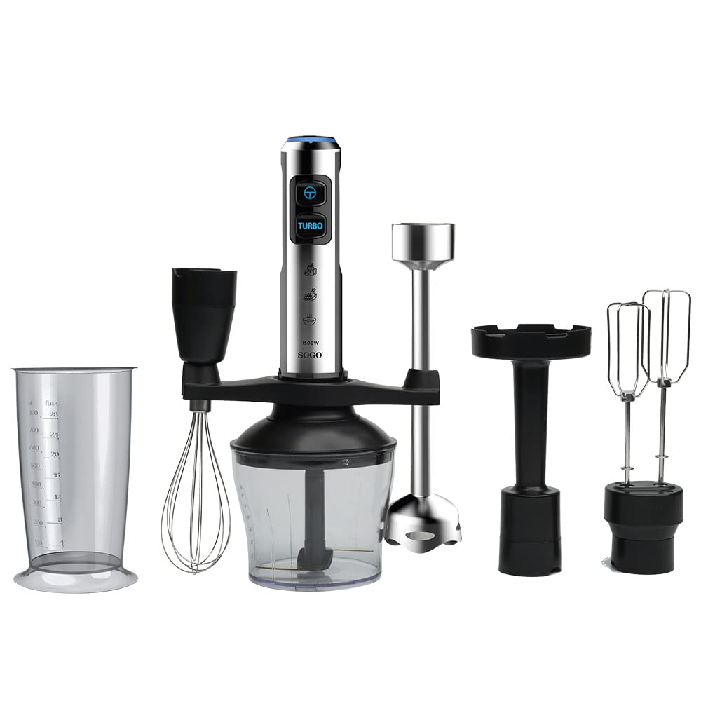 Sogo SET DE BATIDORA DE MANO DE ALTA POTENCIA Con Pie Extra Largo 1500W (SS-14480)