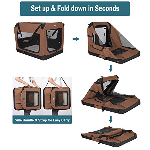 image for Veehoo Folding Soft Dog Crate, 3-Door Pet Kennel for Crate-Training Do