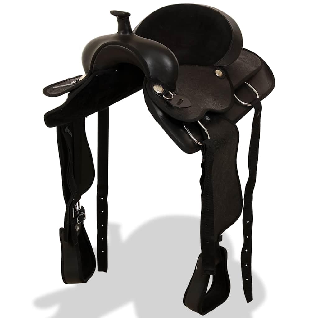 Sella Western da 16 pollici in vera pelle con cavezza e pettorale per equitazione comfort