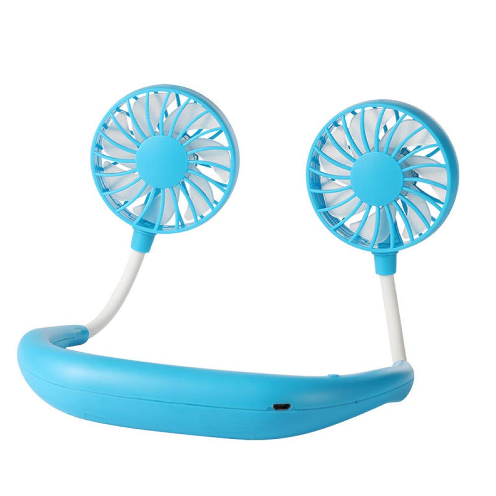 UDPOIUYT Wearable Cooling Fan, Hanging Neck Fan Multicolor USB Portable Sport Outdoor Travel(Blu)