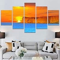 SIGNWIN 5 Panel Canvas Wall Art Modern Art Coastal Colorful Multicolor Photography Romantics Sunset for Home Decorations Ready to Hang - 60