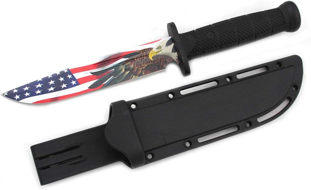 Snake Eye Tactical 12-Inches Ultimate Outdoors Survival Knife Fixed Blade Knife for Hunting, Fishing, Foraging, Camping, and Bushcraft Stainless Steel Knife With Sheath (USA Flag)