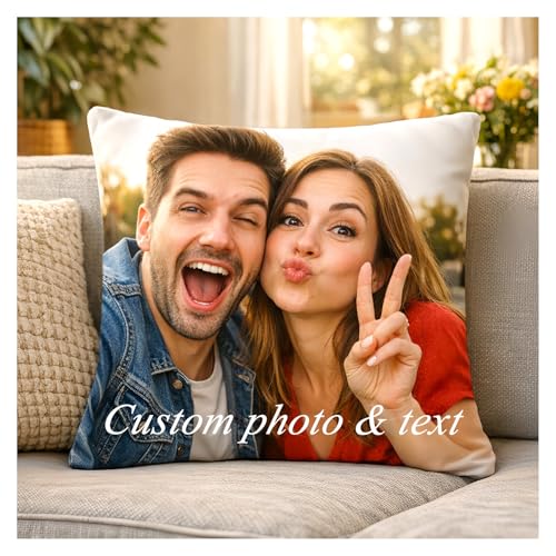 Woodemon Custom Pillow with Picture & Text Velvet Personalized Photo Pillow