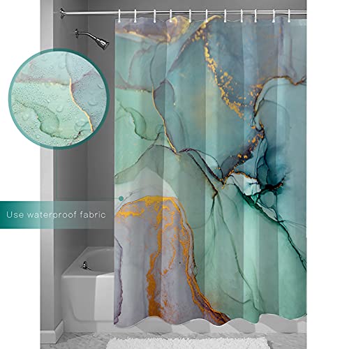Marble Shower Curtain 96 Inches Long Teal And Turquoise Abstract Geometric Shower Curtains For Bathroom Polyester Fabric Shower Curtain With 12 Hooks,Waterproof Bath Curtain For Shower/Bathtub 72X96In #TOP2
