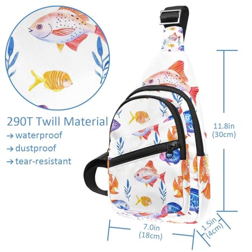 Mochila cruzada para senderismo y entrenamiento con estampado de peces en acuarela 4