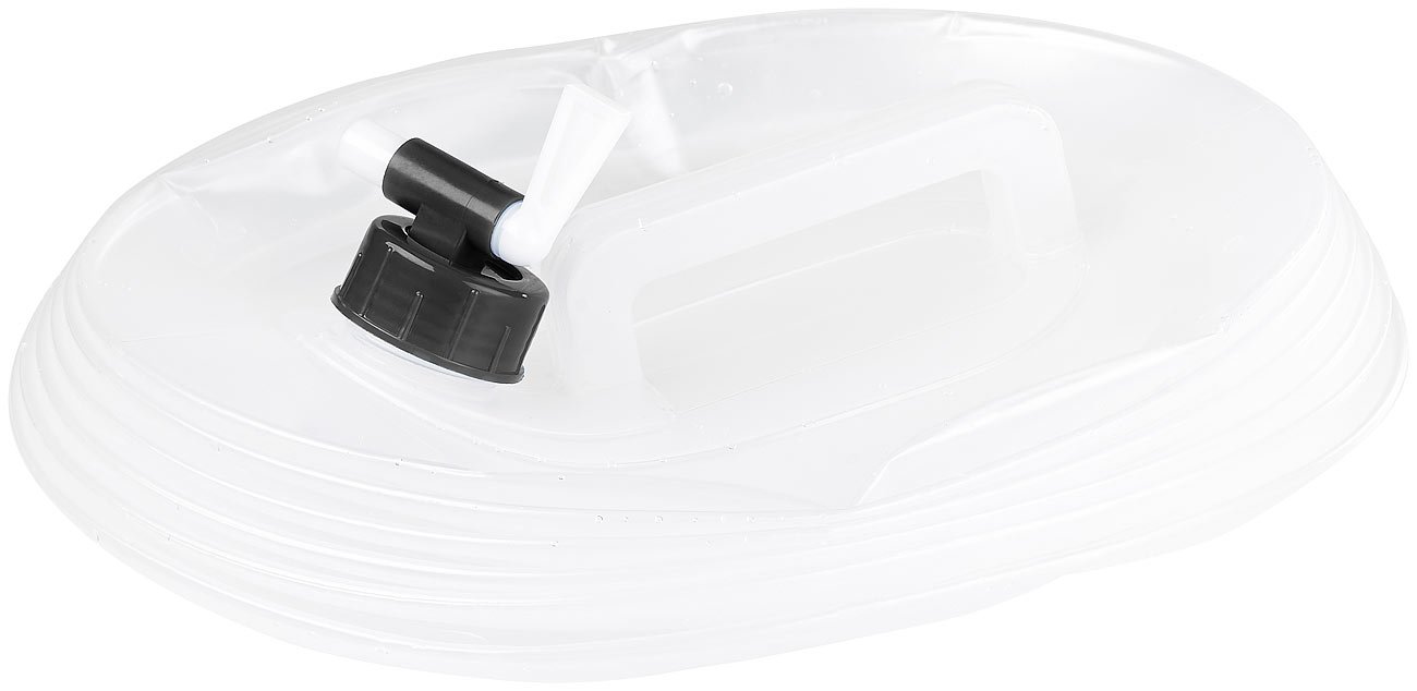 Semptec Urban Survival Technology Getränkekanister: Faltbare Wasserkanister mit Zapfhahn, 15 Liter, rund, 3er-Set (Wasserkanister mit Hahn, Camping, lebensmittelecht, Zelt)