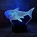 Smart Bluetooth Night Light3D Illusion Lamp Led Night Light Kids Dimmerabile Cool Shark 7 colori USB Remote Control Lampada da tavolo Decro Multicolor Novità Giocattoli Arredamento camera Camera