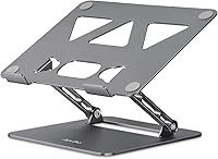 Vista 15 de Soporte ajustable para laptop para escritorio, soporte portátil y elevador, soporte plegable de aluminio para computadora portátil para MacBook Air