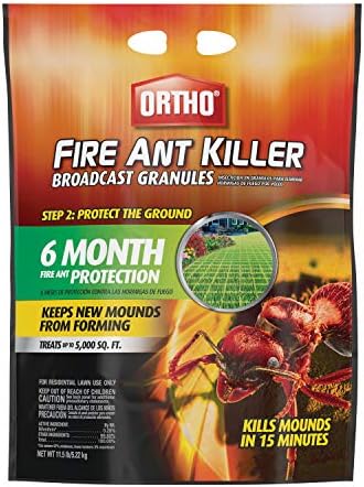 Ortho Fire Ant Killer Broadcast Granules, Kills Mounds in 15 Minutes, 6 Month Protection, Treats Up to 5,000 sq. ft., 11.5 lb.