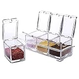 Usos Múltiples: La caja de especias se puede usar como un recipiente para todas las especias, como sal, jengibre, pimienta, azúcar, especia india, cacao, chile en polvo, etc.