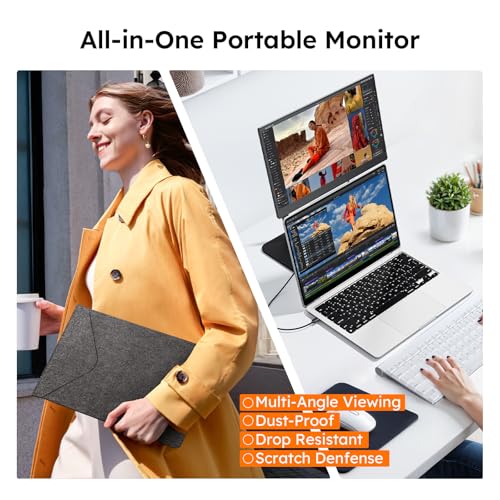 Image of 15.6 inch Portable Monitor, FHD 1080P IPS Travel Monitor for Laptop, Magnetic Foldable Stand & Protective Case Included, USB-C & Mini HDMI Screen Extender for Laptop Mac PC Phone Xbox PS4 /5 Switch