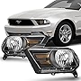 AKKON - For 2010-2014 Ford Mustang Halogen Model Black Housing Headlight Lamp Replacement L+R