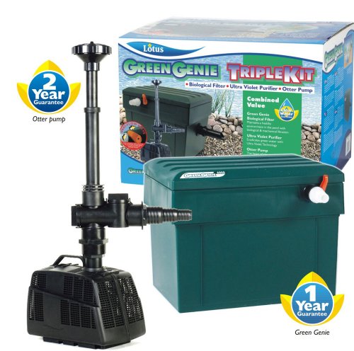 Lotus Green Genie 2000 Triple Kit With UV Clarifier Pond Filter and Fountain Pump