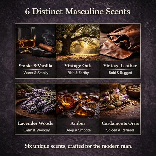 Image of Candle Set for Men, 6 Pack Soy Wax Scented Candles Manly Gift Set, 300H Long Lasting Home Fragrance with Masculine Scents, Gift for Dad, Husband or Boyfriend