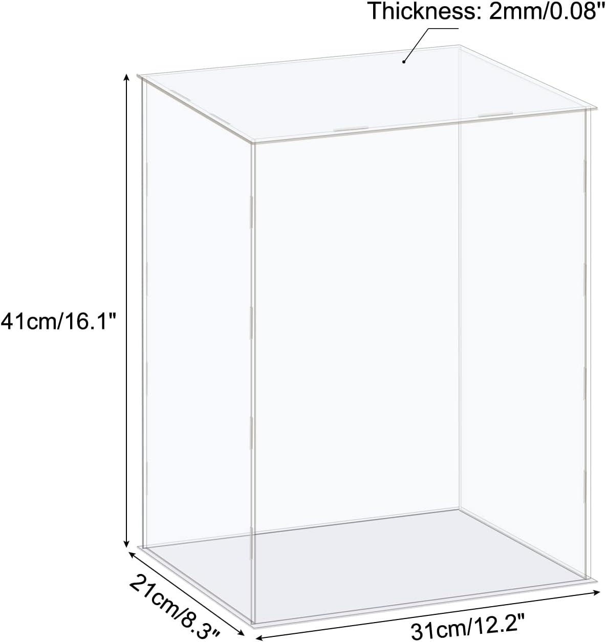 meccanixity acrylic display case box clear dustproof protection showcase 12.2x8.3x16.1 inch for collectibles display