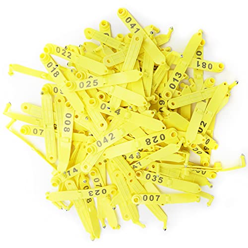 Étiquette d'oreille mouton jaune en polyuréthane avec numéros pour identification du bétail