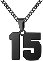 Vista 1 de Collar con número para niño de 0 a 99 atletas con número de jersey, cadena de acero inoxidable de 22 + 2 pulgadas, dije de número personalizado