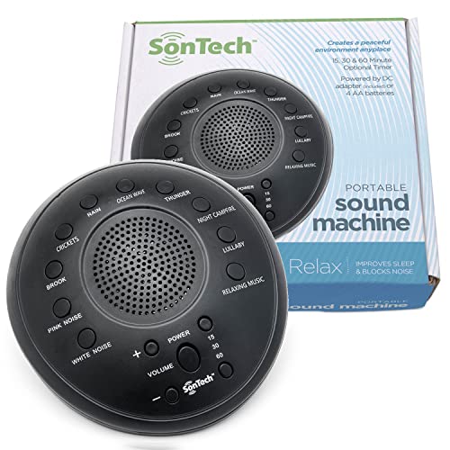 SonTech - White Noise Sound Machine - 10 Natural Soothing Sound Tracks Home, Office, Travel, Baby – Multiple Timer Settings - Battery or Adapter Charging Option - Thumbnail 7