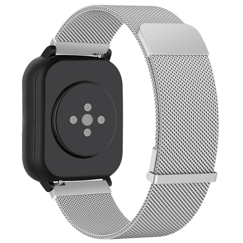 Yisica Armband für Xiaomi Redmi Watch 5 Active/Redmi Watch 5 Lite Armbänder Metall Magnet Ersatzarmband für Herren Damen (Silber)