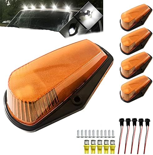 SDonestep 5PCS Cab Lights, Cab Marker Roof Lights, Truck Cab Lights Compatible with 1973-1997 Ford F150 F250 F350 F450 F550 Series Super Duty Pickup Trucks(Black&Amber)