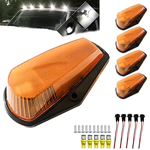 Sdonestep 5Pcs Cab Lights, Cab Marker Roof Lights, Truck Cab Lights Compatible With 1973-1997 Ford F150 F250 F350 F450 F550 Series Super Duty Pickup Trucks(Black&Amber) #TOP1