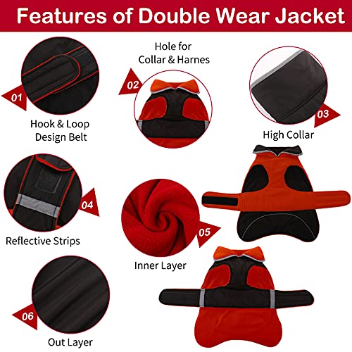 Denterun Winter Warm Dog Jacket Reflective Reversible Windproof Cozy Cold Weather Puppy Coat Water Repellent Vest Thick Fleece Apparel With Harness/Leash Hole For Outdoor Small Medium Large Dogs #TOP3