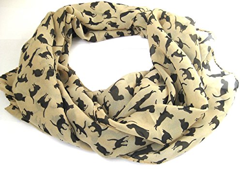 CAETLE® Charm Fashion Chiffon Meow Cat Pattern Scarf Wrap for Ladies Girls (Beige)