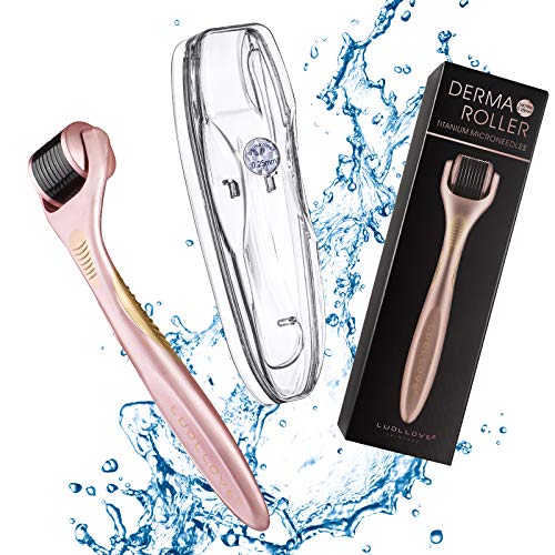 Derma Roller for Face, Sclap, Microneedle Roller for Hair Growth Women Facial Needle Roller 540 0.25mm Rose Gold Includes Storage Case