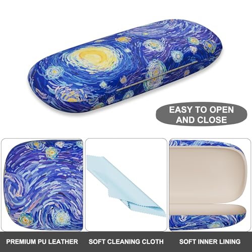 Image of Eyeglasses Case, Portable Hard Shell Protective Case for Glasses, Eyeglass Holder Box for Women with Cleaning Cloth
