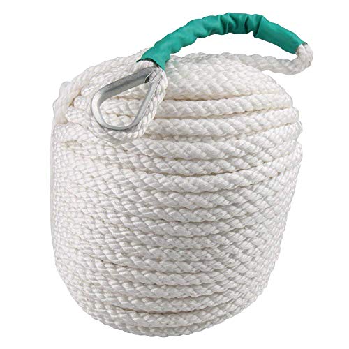 Twisted Dock Line, Bang4Buck 1/2" X 200' Three Strand Polypropylene Braided Docking Rope Anchor Ropes With Thimble 5850 Lb Breaking Strain- Super Strong (1/2 Inch 200 Feet) #TOP2