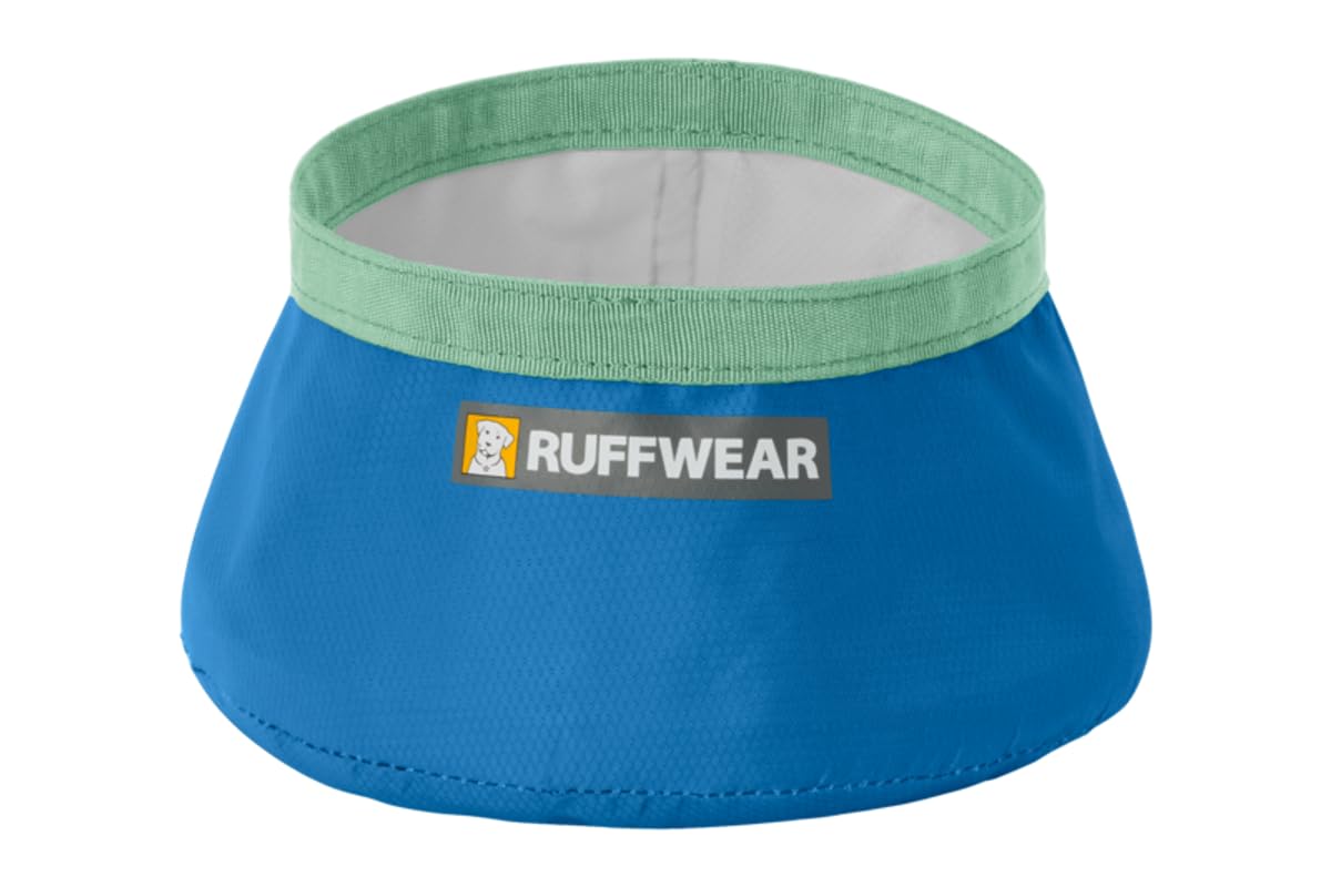 RuffwearTrail Runner Collapsible Dog Bowl, Ultralight Packable Water Bowl, Waterproof Coated Fabric, Packs Into Its Own Pocket, Pocket‑Friendly for On-The-Go Hydration, 4.2 Cups (1 L), Blue Pool
