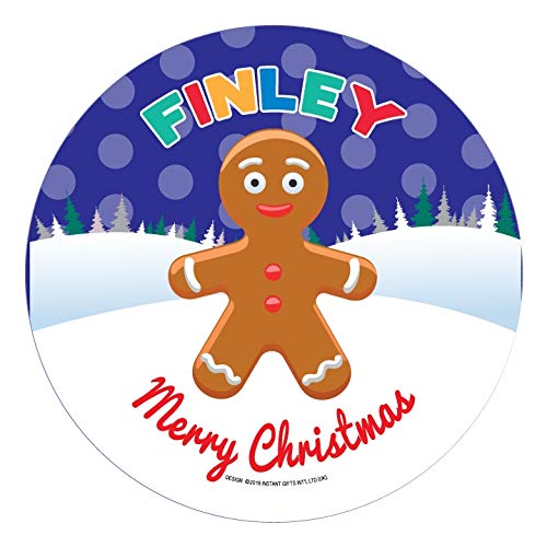 Christmas Dinner Plate - Gingerbread Man Design - Name: Finley