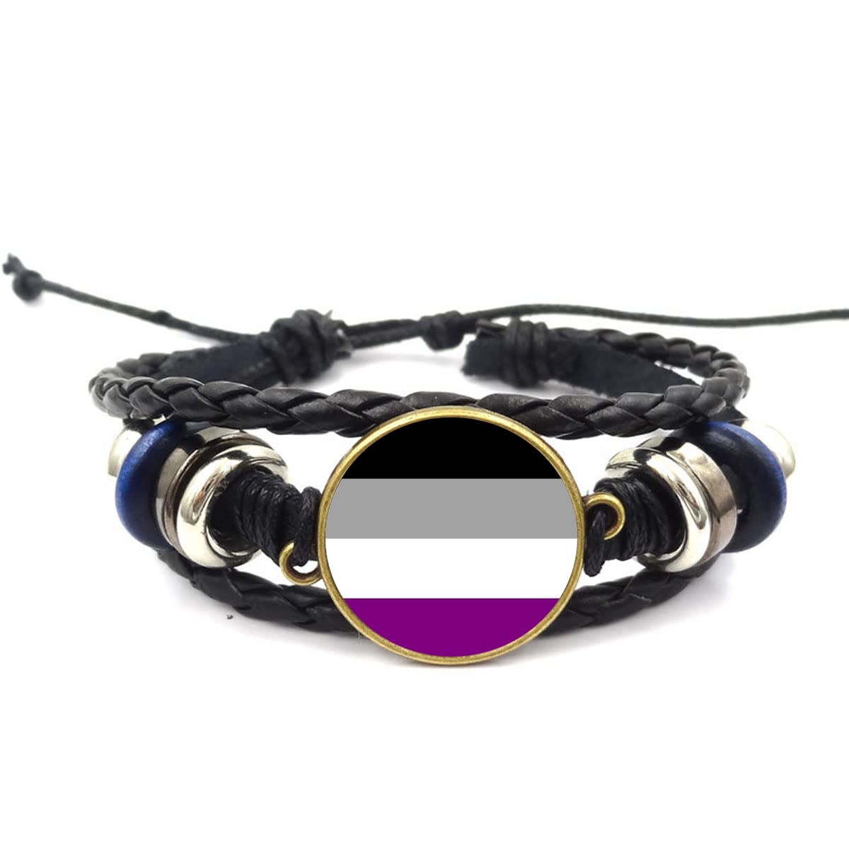 Wklo0avmg Asexual Pride Leather Bangle Bracelet,Asexual Pride Flag Bracelet,asexual pride flag,Gay pride Bracelet,Silver,bronze,5cmx2cm